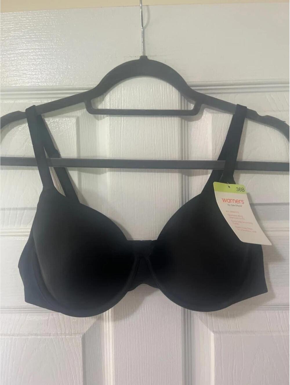 Warners Side-smoothing black bra 36B